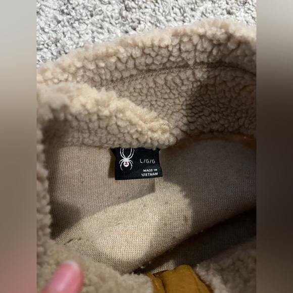 Spyder Tan Sherpa High Pile Full Zip Polyester Jacket Mens Size Large - Picture 5 of 6